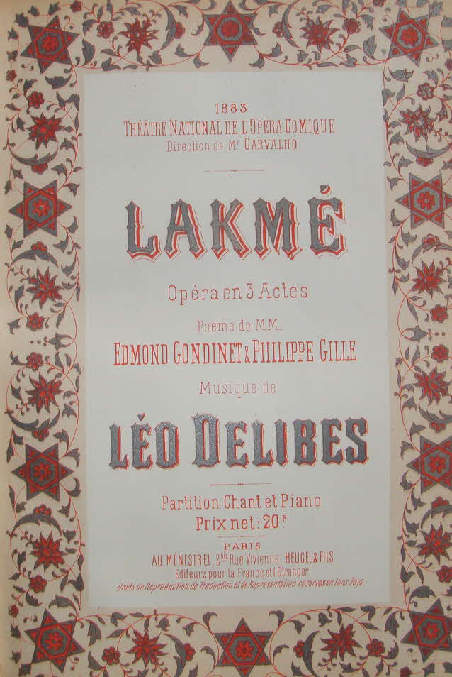 L�o Delibes oder Cl�ment Philibert L�o Delibes (* 21. Februar 1836 bei Saint-Germain-du-Val (Sarthe); � 16. Januar 1891 in Paris) war ein franz�sischer Komponist. Mit seiner einpr�gsamen Melodik, rhythmischen Brillanz und funkelnden farbigen Orchestrierung z�hlte er zu den beliebtesten B�hnenkomponisten der Romantik. Er belebte die Ballettmusik, trat aber auch mit einigen Opern hervor. Daneben schuf er Kirchenmusik und Lieder.

Lakm�, Op�ra-comique, komponiert 1883 - 39 € mtl./K 350 €