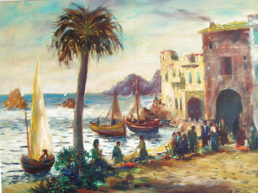 Albert Fessler (1908 - 1978) - Markt am Hafen von Port de Selva - 1965 - 61 x 80 cm - 89 € mtl./K 1450 €