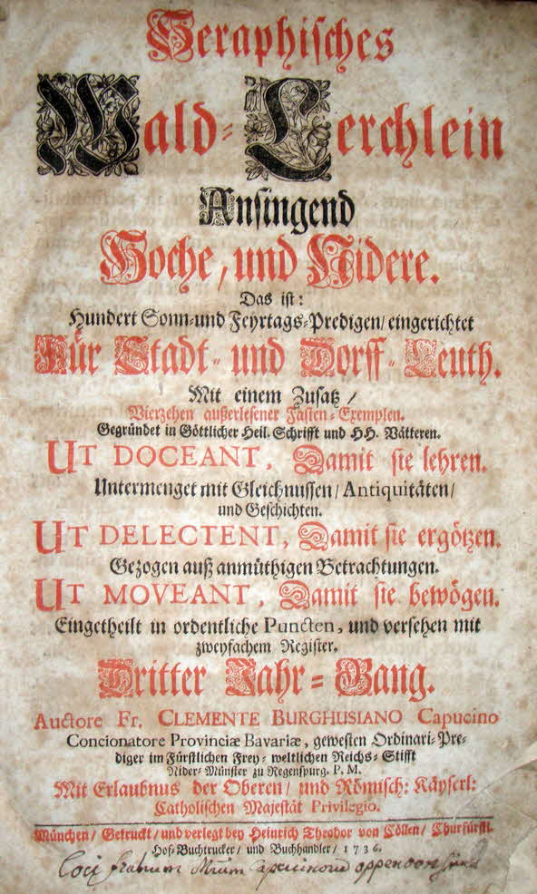 Seraphisches Wald-Lerchlein - M�nchen 1714. -  59 € mtl./K 450 €