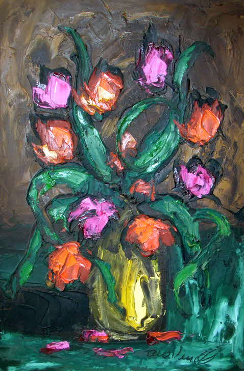Amadin L.V. - Tulpen im Wasserglas - D�nemark um 1990 - 96 x 66 cm - 59 € mtl./K 850 €