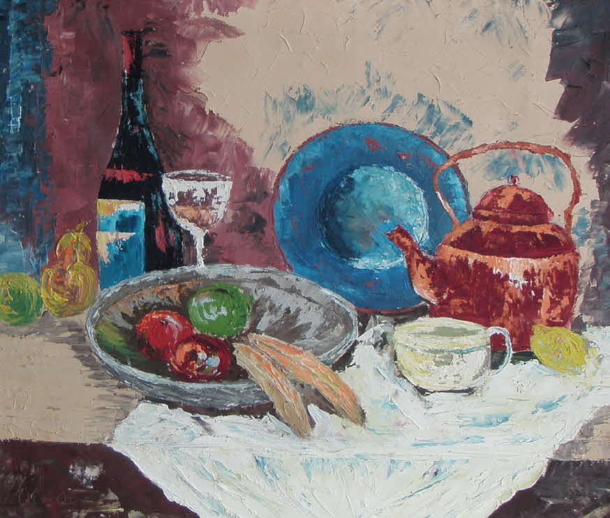 Amadin L.V. - Stillleben mit Teekanne - D�nemark um 1990 - 56 x 65 cm - 59 € mtl./K 650 €