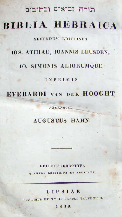 Hebr�ische Bibel - 1839 - Tauchnitz Leipzig - 22 x 13 x 6 cm - 1392 Seiten -  59 € mtl./K 650 €