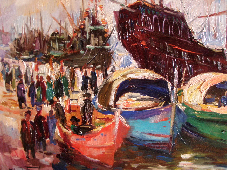 Albert Fessler (1908 - 1978) - Santa Maria im Hafen von Barcelona 1961 - Detail
